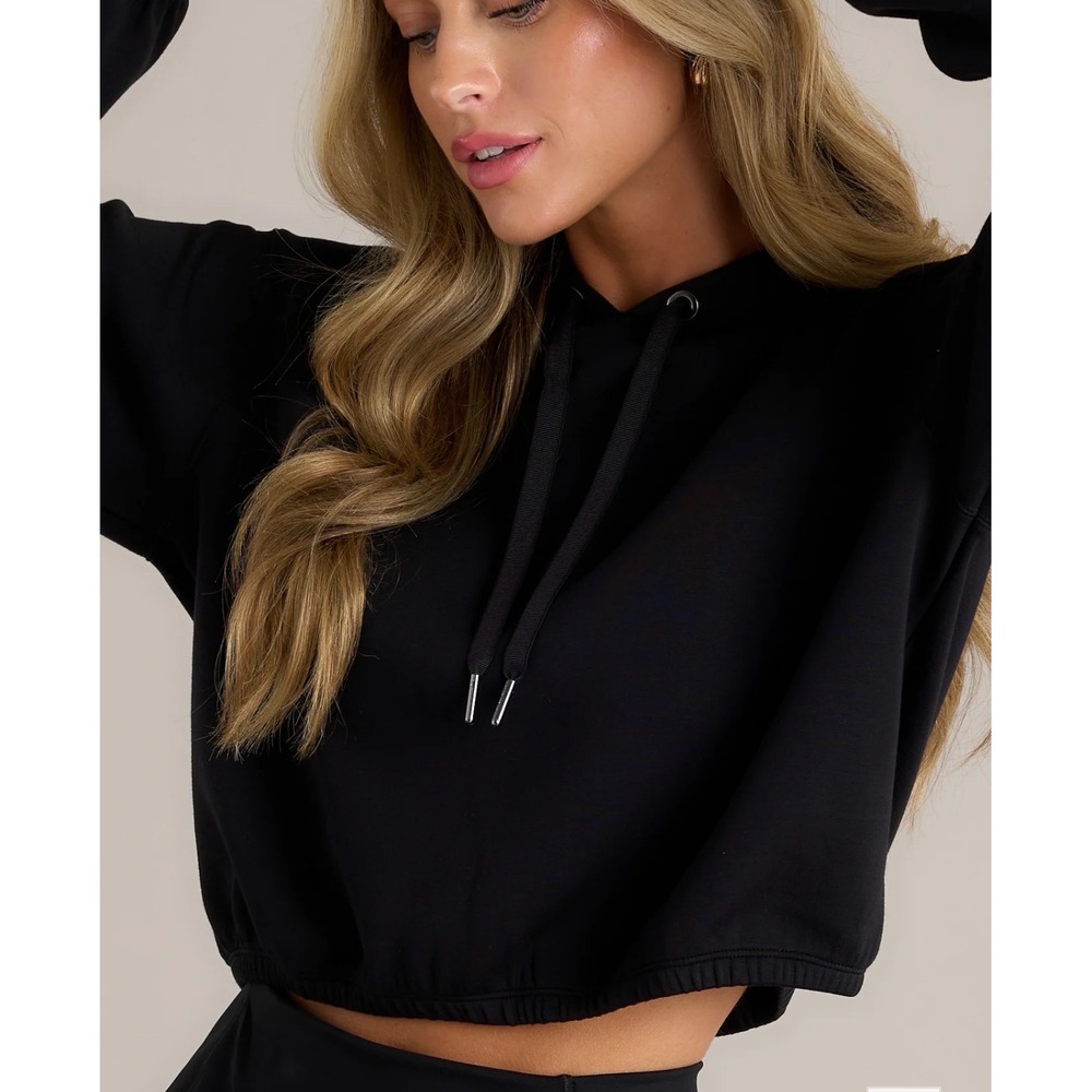 SPANX AirEssentials Cropped Hoodie XL Very Black NEW Sweatshirt Lounge Comfort